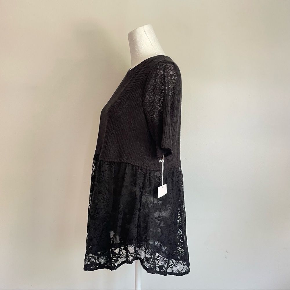 Lauren Conrad Bee Mine Black Lace Baby Doll Top NEW Women’s Size Small - Picture 2 of 10